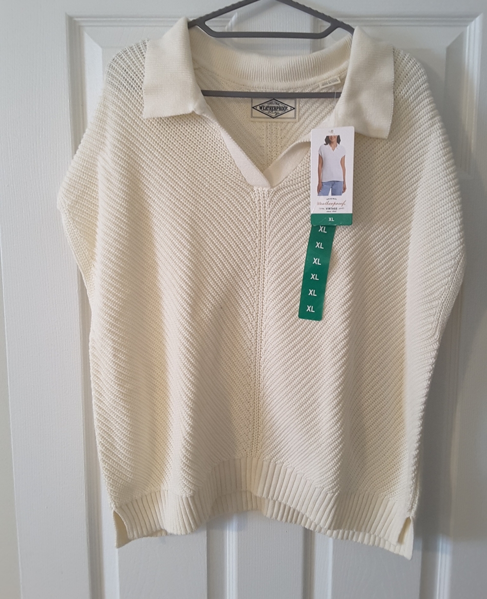 Weatherproof Cream V-Neck Collared Sweater